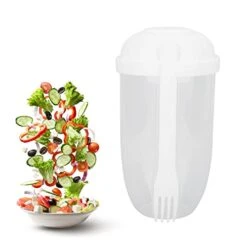 Salad Dressing Container To Go, Salad Meal Shaker Cup With Fork, Fresh Salad Cup Health Salad Container, Portable Vegetable Breakfast Container Set For Bento Box Lunch (White)