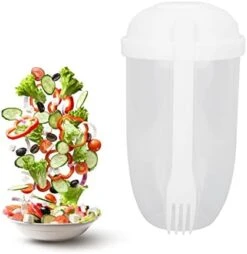 Salad Dressing Container To Go, Salad Meal Shaker Cup With Fork, Fresh Salad Cup Health Salad Container, Portable Vegetable Breakfast Container Set For Bento Box Lunch (White) -Peugeot Shop 414y5F6JjWL. AC