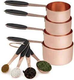 Ook With Color 8 Piece Copper Measuring Cups And Measuring Spoon Set Stainless Steel With Soft Touch Silicone Handles, Nesting Liquid Measuring Cup Set Or Dry Measuring Cups Set (Pink) -Peugeot Shop 414yTwKF20L. AC