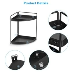 Lvssci 2 Tier Corner Shelf Rack Kitchen Counter Cabinet Bathroom Organizer Makeup Cosmetic Countertop Organization And Storage Under Sink Organizers Perfume Trays For Dresser Black -Peugeot Shop 4151eRramdL