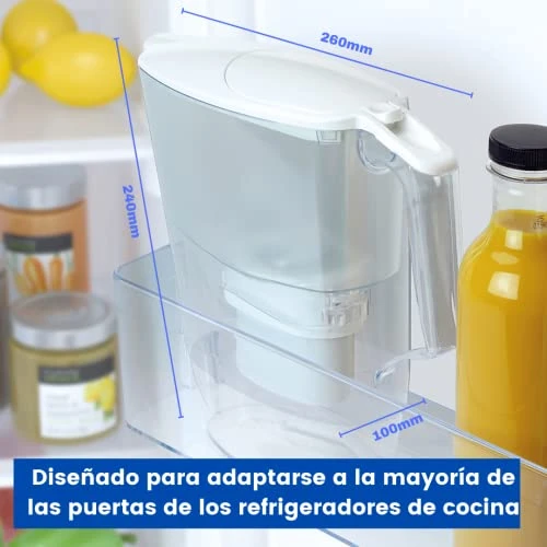 PJ0633 Fridge Water Filter Jug For Reduction Of Microplastics, Chlorine, Limescale And Impurities, White, 2.5 L 3 PJ0633 Fridge Water Filter Jug For Reduction Of Microplastics, Chlorine, Limescale And Impurities, White, 2.5 L - Image 3