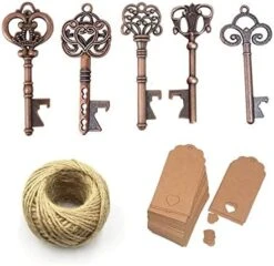 50pcs Rose Gold Skeleton Key Beer Bottle Opener With 100 Pcs Blank Card And 98 Feet Hemp Rope For Wedding Party Favors (mixed 5 Styles Rose Gold) -Peugeot Shop 415B4Ogt5SL. AC