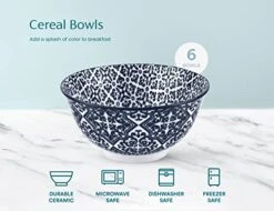 Cereal Bowls, Ceramic Make, Vibrant Color, Multi Color Designs, Bowls For Thanksgiving, Christmas And Kitchen Perfect For Soup, Pasta, Salad, Ice Cream, Set Of 6, 18oz (Navy) 10 Cereal Bowls, Ceramic Make, Vibrant Color, Multi Color Designs, Bowls For Thanksgiving, Christmas And Kitchen Perfect For Soup, Pasta, Salad, Ice Cream, Set Of 6, 18oz (Navy) -Peugeot Shop 415DAQzDHRL