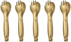 10 X Flatware Food Serving Tongs 8 Inch Fork Spoon Design Stainless Steel Dinner Buffet Tongs - Rosegold -Peugeot Shop 415Mjc4oBvL. AC