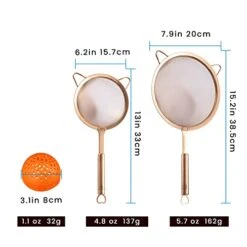 Stainless Steel Strainer Set - 1 Large Pasta Strainer + 1 Small Extra Fine Mesh Strainer + 1 Silicone Can Strainer - Rice Strainer,Flour Sifter For Baking - Strainers For Kitchen W/Sturdy Handle(RG) -Peugeot Shop 415PmtgHYfL