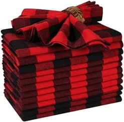 Cloth Dinner Napkin Gingham Plaid Check Fabric-18X18 Red White, Wedding Napkins, Cocktails Napkins, Fabric Napkins, Cotton Napkins, Mitered Corners & Generous Hem, Dinner Napkins Set Of 12 -Peugeot Shop 415UYqSZwfS. AC