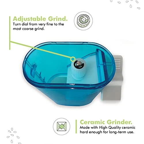 Traditional Pepper Mill Manual High Volume Peppercorns And Salt Grinder With Ergonomic Turnkey Handle And Ceramic Precision Mechanism With Adjustable Grind For The Gourmet Chef (Aqua) 2 Traditional Pepper Mill Manual High Volume Peppercorns And Salt Grinder With Ergonomic Turnkey Handle And Ceramic Precision Mechanism With Adjustable Grind For The Gourmet Chef (Aqua) - Image 2