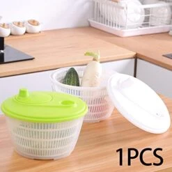 Milageto Manual Lettuce Dryer 3L Hand Crank Large Capacity Multiuse Salad Spinner Salad Bowl Strainer For Onion Pasta Fruit Cabbage Vegetables, White -Peugeot Shop 415X3zEYe1L