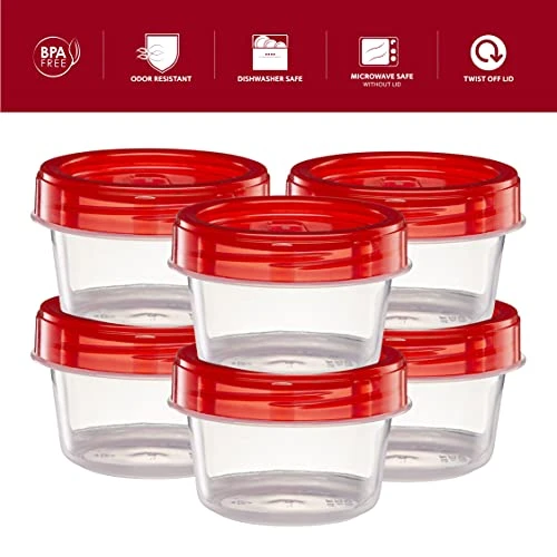 (4 Ounce 10 Pack) Twist Cap Containers Clear Bottom With Red Top Screw On Lids Twist Top Food Storage Freezer Reusable Containers 5 (4 Ounce 10 Pack) Twist Cap Containers Clear Bottom With Red Top Screw On Lids Twist Top Food Storage Freezer Reusable Containers - Image 5