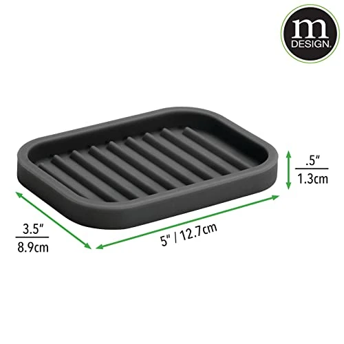 Silicone Kitchen Sink Storage Organizer Holder Tray For Sponges, Soap, Scrubber - Ribbed Base, Quick Dry, Waterproof, Non-Slip, Durable, Heat Resistant - Linelle Collection, 2 Pack, Black 6 Silicone Kitchen Sink Storage Organizer Holder Tray For Sponges, Soap, Scrubber - Ribbed Base, Quick Dry, Waterproof, Non-Slip, Durable, Heat Resistant - Linelle Collection, 2 Pack, Black - Image 6