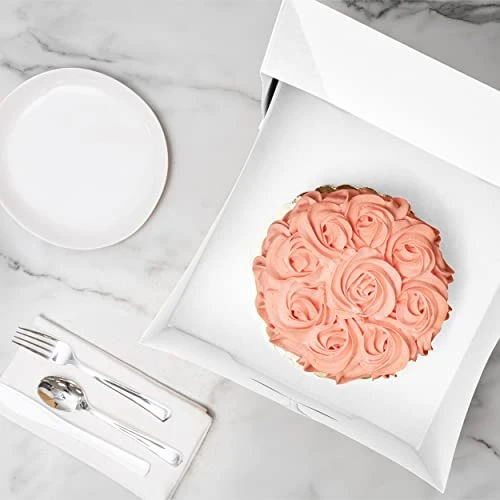 SpecialT | Cake Boxes With Window 25pk 12x12x6 Inch White Bakery Boxes, Disposable Cake Containers, Dessert Boxes 4 SpecialT | Cake Boxes With Window 25pk 12x12x6 Inch White Bakery Boxes, Disposable Cake Containers, Dessert Boxes - Image 4