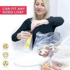 Bread Bags With Ties, Reusable, 100 Clear Bags And 100 Ties, Bread Bags For Homemade Bread And Bakery Loaf Adjustable Reusable (100) -Peugeot Shop 415ePDCWdyS