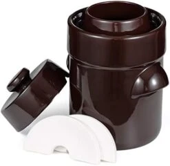 Jillmo Fermentation Crock, 3 Liter Sauerkraut Crock With Weights, Brown -Peugeot Shop 415jOd9ANxL. AC