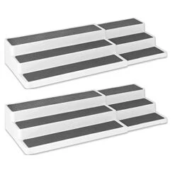 CiWiVOKi 3 Tier Expandable Spice Rack Organizer, Non Skid Spice Storage Shelf Kitchen Organizer For Kitchen Cabinet, Cupboard, Pantry, 2 Packs