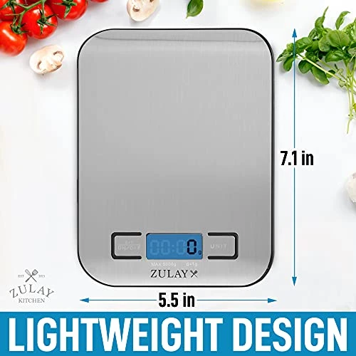 Digital Food Scale - 304 Stainless Steel Kitchen Scale - Features LCD Screen, Measures 5 Different Units Including Grams & Ounces - For Baking, Cooking, Weight Loss Keto & Meal Preps 2 Digital Food Scale - 304 Stainless Steel Kitchen Scale - Features LCD Screen, Measures 5 Different Units Including Grams & Ounces - For Baking, Cooking, Weight Loss Keto & Meal Preps - Image 2