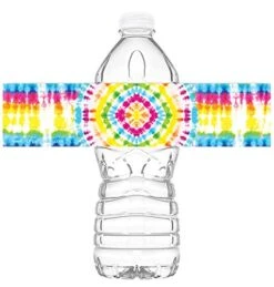 Tie Dye Waterproof Bottle Labels - 20 Bottle Labels - Tie Dye Party Decorations - Tie Dye Party Supplies - Rainbow Party Decorations - Rainbow Party Supplies - Rainbow Bottle Labels - Bottle