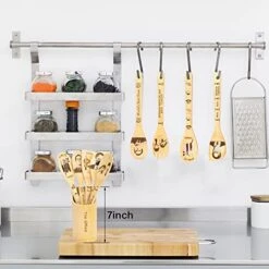 Office Wooden Spoons For Cooking, Bamboo Cooking Kitchen Utensils Set, The Office TV Show Merchandise, Housewarming Birthday Anniversary Kitchen Decor Present For Office Fan (5PCS)