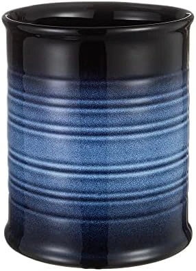 Nihow Kitchen Utensil Holder: 7.2 Inch Extra Large Ceramic Utensil Holder For Countertop - Stable Utensil Crock For Kitchen Counter Decor - Elegant Blue & Black (1PC) 6 Nihow Kitchen Utensil Holder: 7.2 Inch Extra Large Ceramic Utensil Holder For Countertop - Stable Utensil Crock For Kitchen Counter Decor - Elegant Blue & Black (1PC) - Image 6