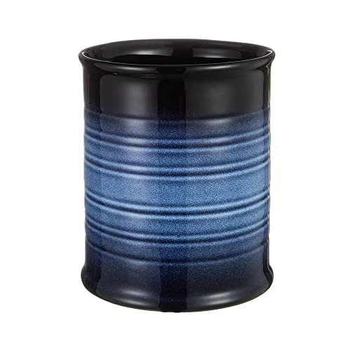 Nihow Kitchen Utensil Holder: 7.2 Inch Extra Large Ceramic Utensil Holder For Countertop - Stable Utensil Crock For Kitchen Counter Decor - Elegant Blue & Black (1PC) 1 Nihow Kitchen Utensil Holder: 7.2 Inch Extra Large Ceramic Utensil Holder For Countertop - Stable Utensil Crock For Kitchen Counter Decor - Elegant Blue & Black (1PC)