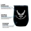 Air Force Steel Stemless Wine Glass Tumbler, 12 Oz Double Wall Vacuum Insulated Whiskey Tumbler With USAF Logo And Lid