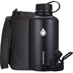Stainless Steel Water Bottle, 2 Or 3 Lids(32 Oz,40 Oz,64oz), Double Wall Vacuum Insulated Leak Proof, Wide Mouth Water Bottle With Straw Lid, Spout Lid, Keep Liquids Hot Or Cold