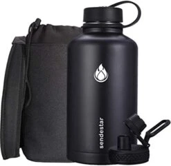 Stainless Steel Water Bottle, 2 Or 3 Lids(32 Oz,40 Oz,64oz), Double Wall Vacuum Insulated Leak Proof, Wide Mouth Water Bottle With Straw Lid, Spout Lid, Keep Liquids Hot Or Cold -Peugeot Shop 416SXSs1ROL. AC