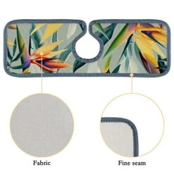 15" Microfiber Cloth Kitchen Faucet Absorbent Mat Splash Guard Drip Water Catcher Countertop Drying Protector Pads Faucet Behind For Bedroom Farmhouse Tropical Flower Plant Leaf 4PCS -Peugeot Shop 416UqeknNBL