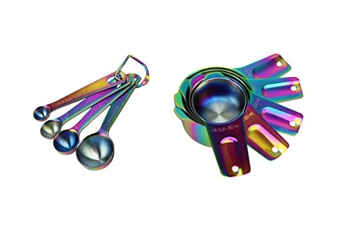 9 Piece Stainless Steel Rainbow/Iridescent/Oil Slick Measuring Cup And Spoon Set By ColorMeHome 2 9 Piece Stainless Steel Rainbow/Iridescent/Oil Slick Measuring Cup And Spoon Set By ColorMeHome - Image 2