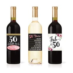 6 50th Birthday Wine Bottle Labels Or Stickers Present, 1971 Bday Milestone Gifts For Her Women, Cheers To 50 Years, Funny Fifty Pink Black Gold Party Decorations Supplies For Friend, Wife, Girl, Mom -Peugeot Shop 416cLzAyY7L