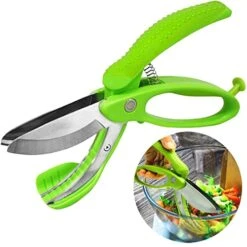 Salad Scissors For Chopped Salad, Toss And Chop Salad Tongs, Salad Chopper Salad Cutter, Kitchen Salad Scissors, Multifunction Double Blade Salad Chopper For Lettuce Fruits