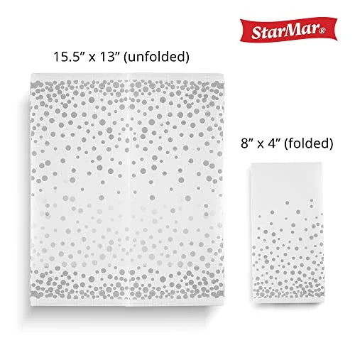 50 Pack Paper Silver Napkins - Disposable Hand Towels For Bathroom – Elegant Guest Paper Napkins With Silver Dots – Paper Towel For Guest Bathrooms And Special Events – Disposable Paper Napkins 2 50 Pack Paper Silver Napkins - Disposable Hand Towels For Bathroom – Elegant Guest Paper Napkins With Silver Dots – Paper Towel For Guest Bathrooms And Special Events – Disposable Paper Napkins - Image 2