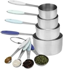 Ook With Color 8 Piece Copper Measuring Cups And Measuring Spoon Set Stainless Steel With Soft Touch Silicone Handles, Nesting Liquid Measuring Cup Set Or Dry Measuring Cups Set (Pink) -Peugeot Shop 416k4HEIZmL. AC