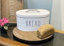 Bread Box - Bread Box For Kitchen Countertop - 15" X 8" X 10" - Rustic White Metal Vintage Farmhouse Breadbox - Counter Storage Container For Fresh Homemade Loaf, Bagels, Cookies -Peugeot Shop 416nYC7HesL
