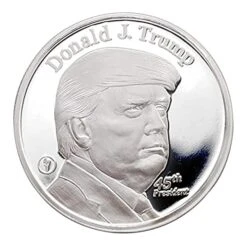 1 Troy Oz .999 Pure Silver Medal 45th President Donald Trump And The White House