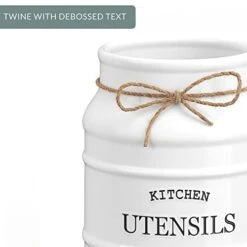 Ceramic Farmhouse Kitchen Utensil Holder For Countertop, Decorative Kitchen Utensil Holder, Large Kitchen Utensil Holder For Kitchen Counter, Utensil Crock Spatula Holder, 6.75" White 11 Ceramic Farmhouse Kitchen Utensil Holder For Countertop, Decorative Kitchen Utensil Holder, Large Kitchen Utensil Holder For Kitchen Counter, Utensil Crock Spatula Holder, 6.75" White -Peugeot Shop 4170ioRa5pL