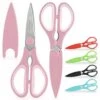 Scissors Heavy Duty - Ultra Sharp Stainless Steel Kitchen Shears With Protective Cover - Multipurpose Food Scissors & Meat Scissors For Poultry, Fish, Herbs, & More (Pink)
