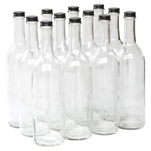 North Mountain Supply - W5CTCL-BK 750ml Clear Glass Bordeaux Wine Bottle Flat-Bottomed Screw-Top Finish (Black Metal Lids) 1 North Mountain Supply - W5CTCL-BK 750ml Clear Glass Bordeaux Wine Bottle Flat-Bottomed Screw-Top Finish (Black Metal Lids)