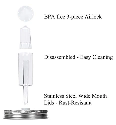 Illmo Fermenting Lids Kit, Easy Fermentation Kit For Wide Mouth Mason Jars (JARS NOT INCLUDE) 2 Illmo Fermenting Lids Kit, Easy Fermentation Kit For Wide Mouth Mason Jars (JARS NOT INCLUDE) - Image 2