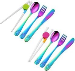Kids Silverware, Poylim Stainless Steel Children Flatware Set, Toddler Utensils Set Of 2, Rainbow -Peugeot Shop 417LY6z5wtL. AC