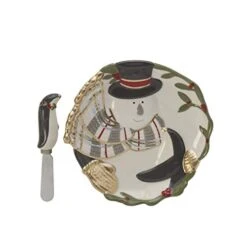 And Floyd Mistletoe Merriment Snack Plate With Spreader, 2-Piece, Assorted