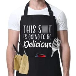 Miracu Funny Aprons For Men, Women - Fathers Day, Mothers Day, Birthday Kitchen Gifts For Men, Mom, Wife, Dad, Husband, Boyfriend, Baker, Mens Grill Chef Apron, Fun BBQ Grilling Baking Cooking Aprons