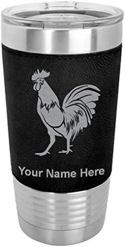 20oz Vacuum Insulated Tumbler Mug, Rooster, Personalized Engraving Included (Faux Leather, Rustic) -Peugeot Shop 417RziwVDLL. AC