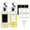 Olive Oil Dispenser Bottle For Kitchen, Glass Coffee Syrup Dispenser, Oil And Vinegar Dispenser Set For Cooking, Mouthwash Container, Oil Funnel And DIY Labels(Silver-2)
