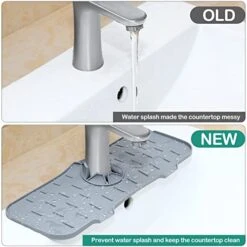 Silicone Sink Mat,Faucet Handle Drip Catcher,Faucet Absorbent Mat,Sink Splash Guard Pad For Bar RV (Grey) -Peugeot Shop 417XwTMKggL