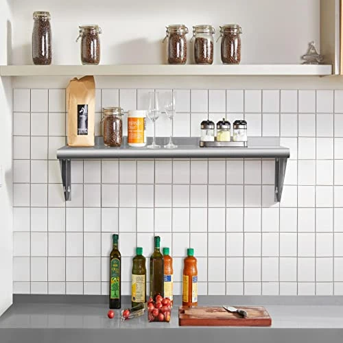 Tainless Steel Shelf 18 X 48 Inches, 400 Lb, Commercial Wall Mount Floating Shelving For Restaurant, Kitchen, Home And Hotel 2 Tainless Steel Shelf 18 X 48 Inches, 400 Lb, Commercial Wall Mount Floating Shelving For Restaurant, Kitchen, Home And Hotel - Image 2
