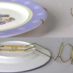 Dish Display Plate Hangers,W Type Dish Spring Holder,Golden Invisible Plate Spring Hook Holder Hanging Wire For The Wall Home Decoration(6 Inch) 14 Dish Display Plate Hangers,W Type Dish Spring Holder,Golden Invisible Plate Spring Hook Holder Hanging Wire For The Wall Home Decoration(6 Inch) -Peugeot Shop 417hlN7kqES