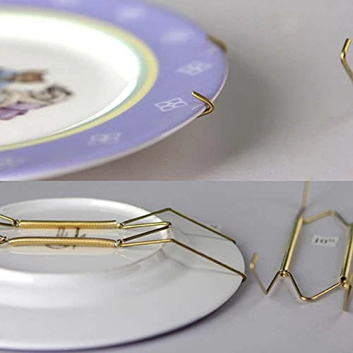 Dish Display Plate Hangers,W Type Dish Spring Holder,Golden Invisible Plate Spring Hook Holder Hanging Wire For The Wall Home Decoration(6 Inch) 4 Dish Display Plate Hangers,W Type Dish Spring Holder,Golden Invisible Plate Spring Hook Holder Hanging Wire For The Wall Home Decoration(6 Inch) - Image 4