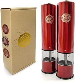 Ed Electric Salt And Pepper Grinder Set (2 Mills) | Red Automatic Adjustable Shaker | Battery Operated Spice Mill | Stylish Kitchen Accessory | Adjustable Coarseness Ceramic Burrs | LED Light 8 Ed Electric Salt And Pepper Grinder Set (2 Mills) | Red Automatic Adjustable Shaker | Battery Operated Spice Mill | Stylish Kitchen Accessory | Adjustable Coarseness Ceramic Burrs | LED Light -Peugeot Shop 417kS2JlavL. AC