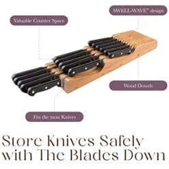 Bellemain 100% Pure Bamboo In Drawer Knife Block | Knife Drawer Organizer | Store Knives Safely With The Blades Down | Storage Solution For Your Kitchen | Knife Organizer Drawer Insert -Peugeot Shop 417n8MH6kYL