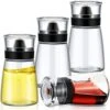 4 Pieces 5.4 Oz Oil Vinegar Dispenser Set No Drip Tops,Glass Cruet Bottles Clear Olive Oil Bottles Soy Sauce Dispenser Cooking Oil Container Leakproof Kitchen Barbecue Salad Dressing Black
